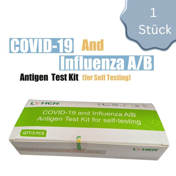 COVID-19 und Influenza A/B (Grippe) Antigen Test Kit LYHER zur Eigenanwendung
